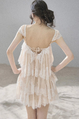 Irregular French Lace Mesh Top Set-Up