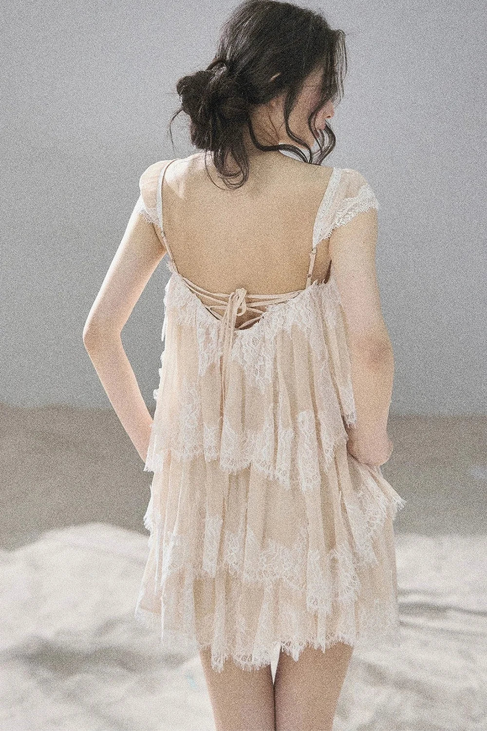 Irregular French Lace Mesh Top Set-Up