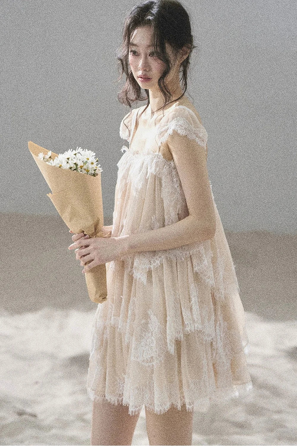 Irregular French Lace Mesh Top Set-Up