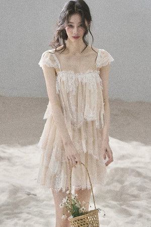 Irregular French Lace Mesh Top Set-Up