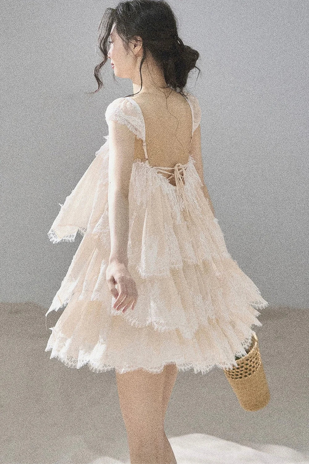 Irregular French Lace Mesh Top Set-Up