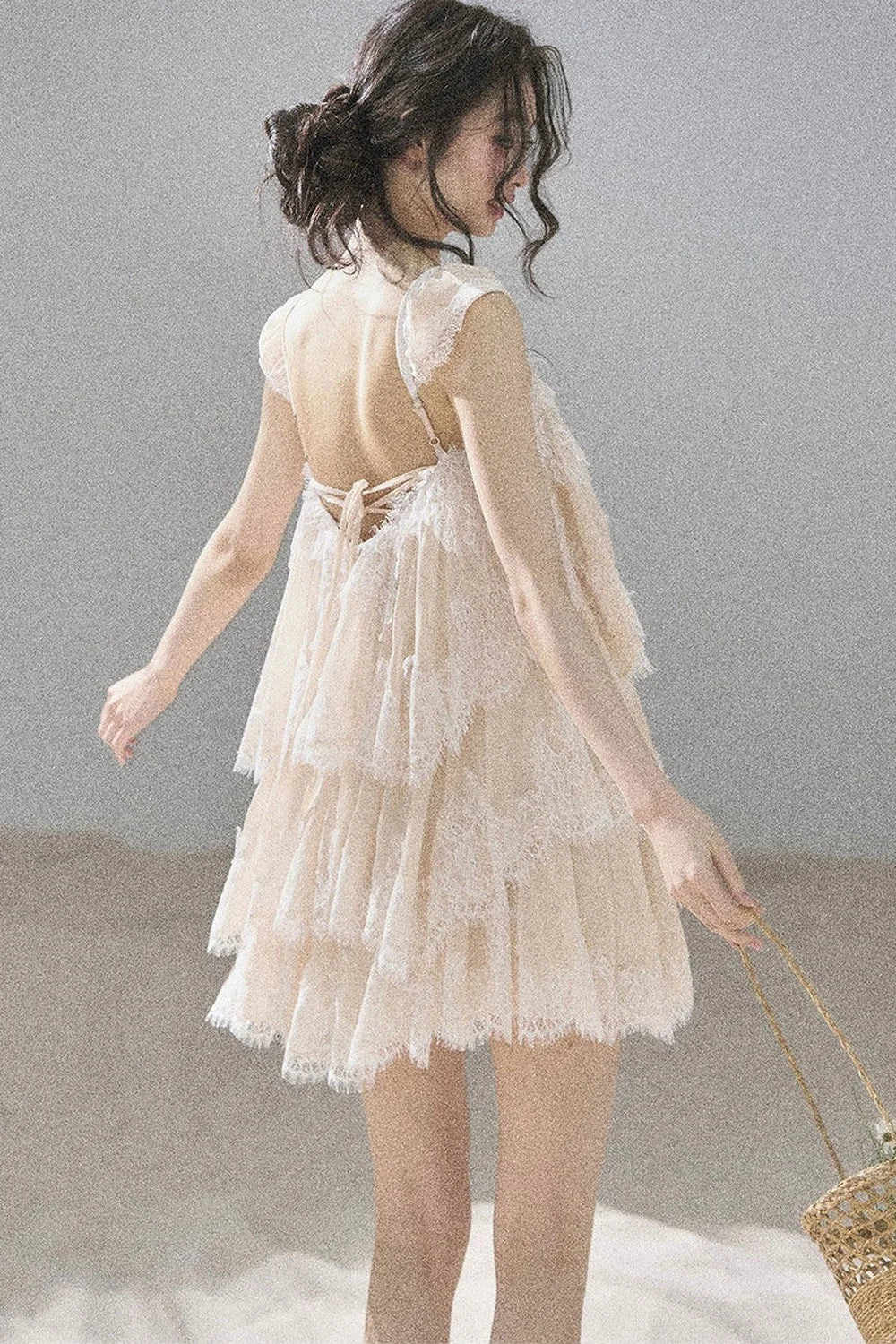 Irregular French Lace Mesh Top Set-Up