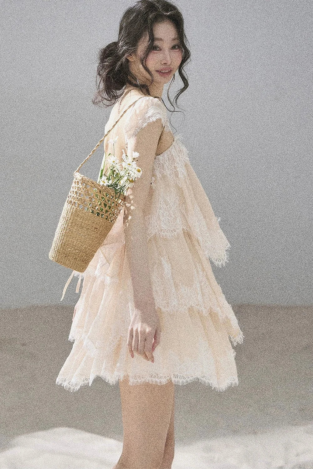 Irregular French Lace Mesh Top Set-Up