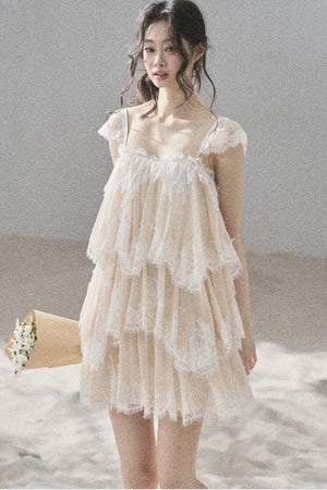 Irregular French Lace Mesh Top Set-Up