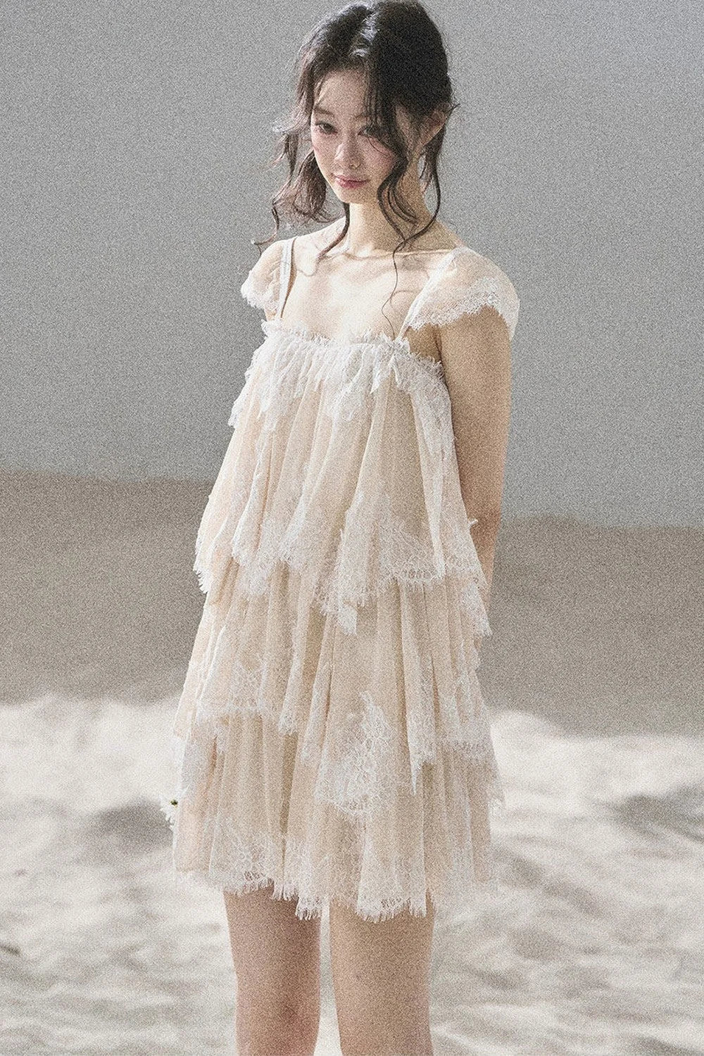 Irregular French Lace Mesh Top Set-Up