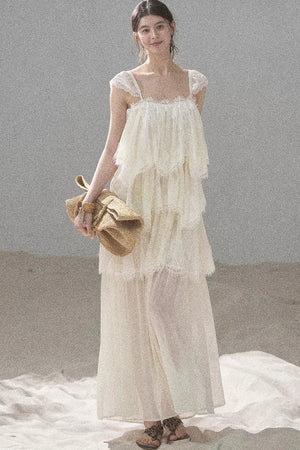 Irregular French Lace Mesh Top Set-Up