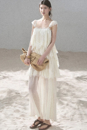 Irregular French Lace Mesh Top Set-Up
