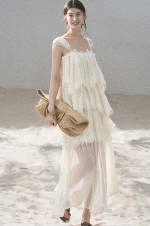 Irregular French Lace Mesh Top Set-Up
