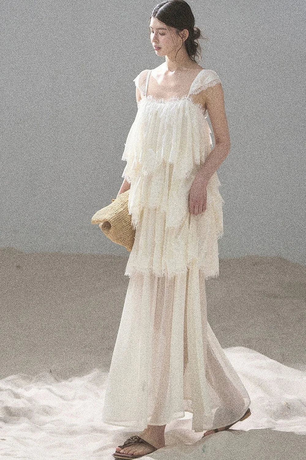 Irregular French Lace Mesh Top Set-Up