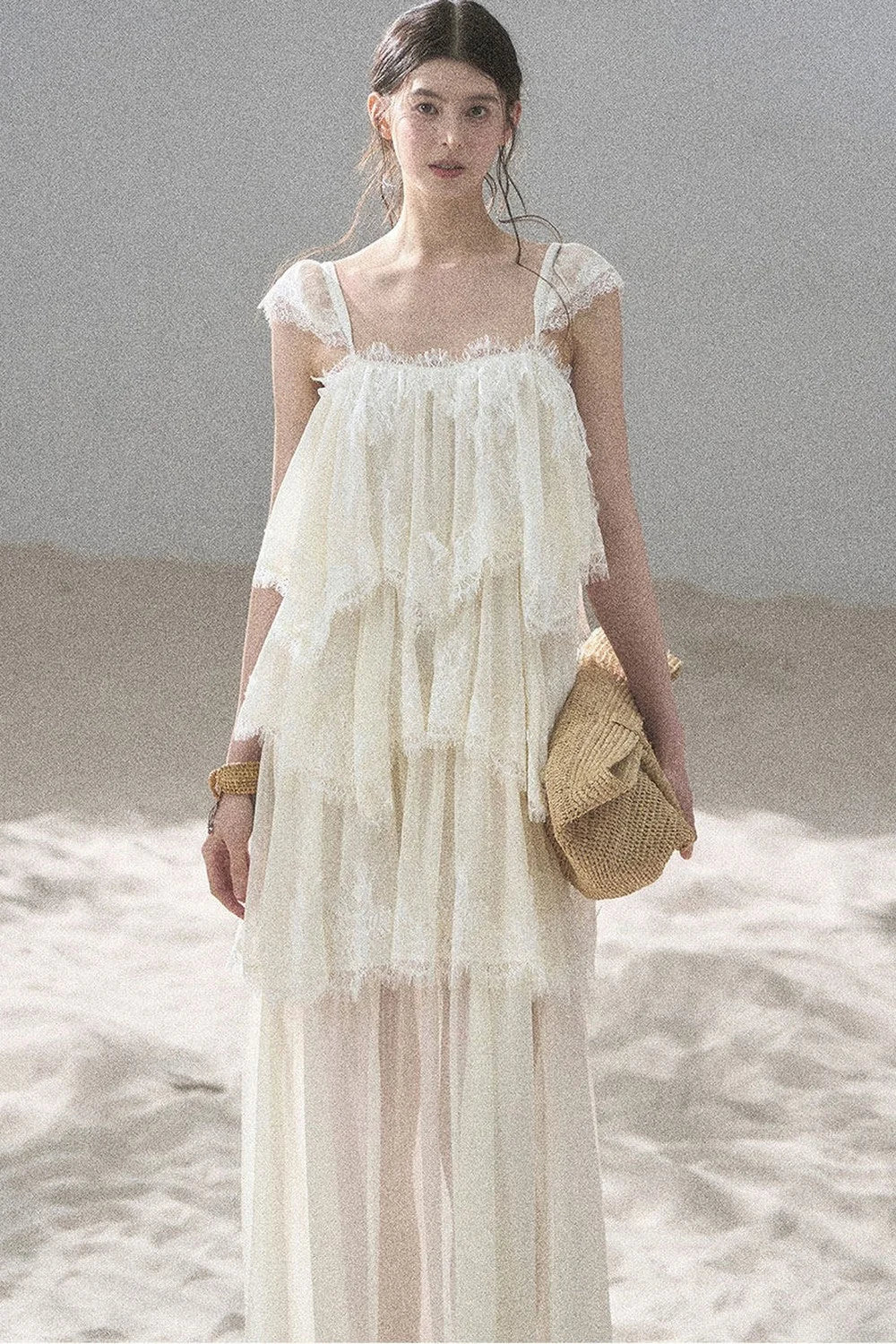 Irregular French Lace Mesh Top Set-Up