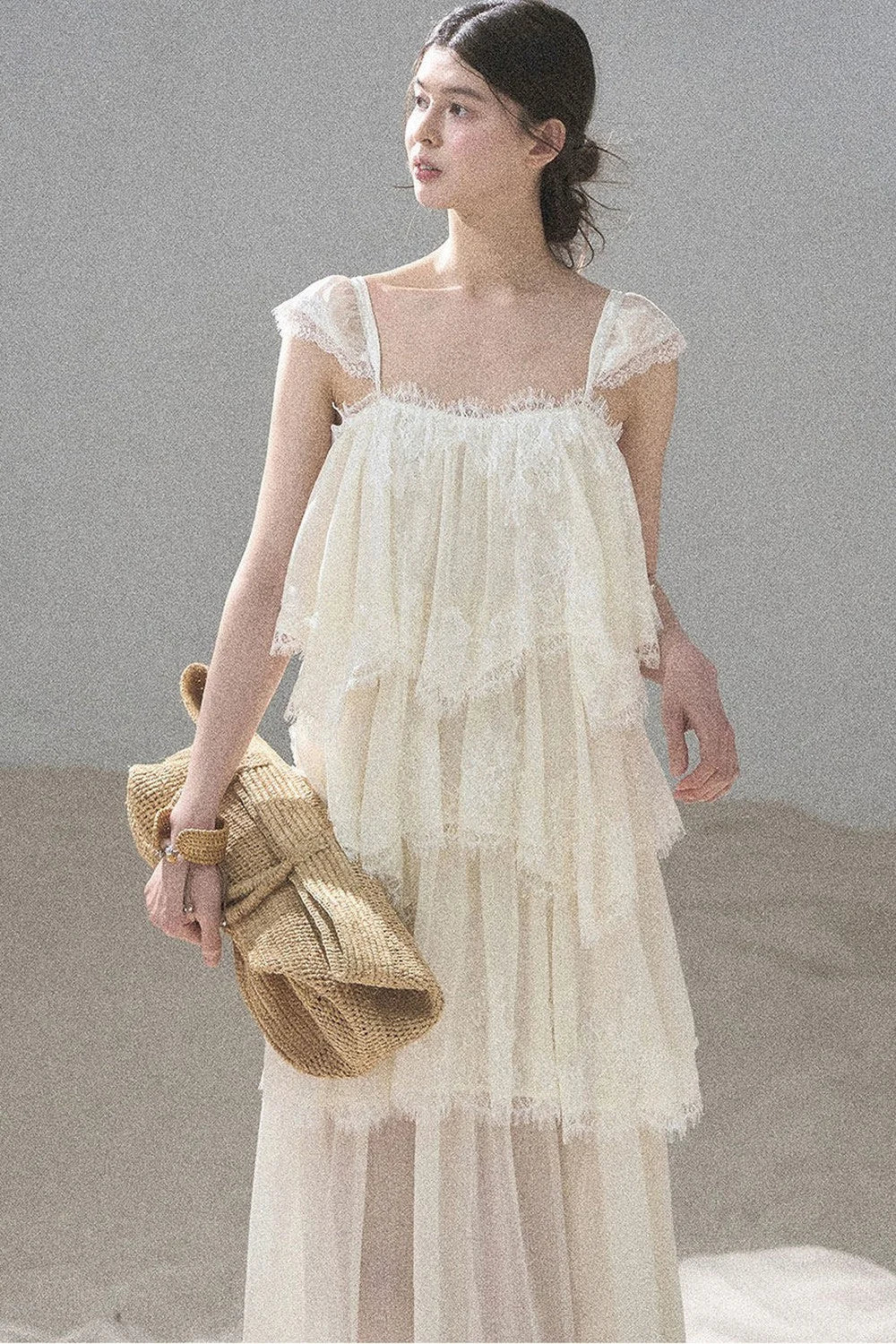 Irregular French Lace Mesh Top Set-Up