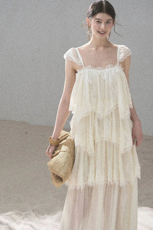 Irregular French Lace Mesh Top Set-Up