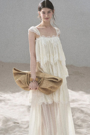 Irregular French Lace Mesh Top Set-Up