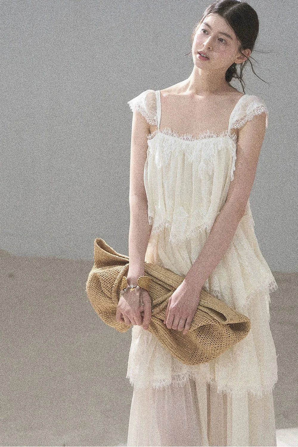 Irregular French Lace Mesh Top Set-Up
