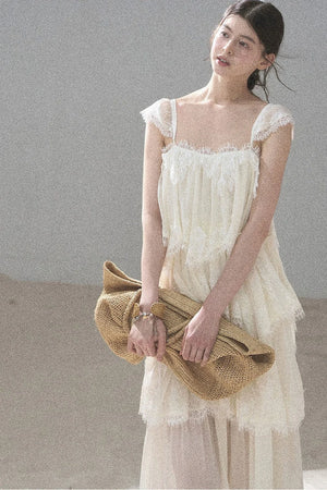 Irregular French Lace Mesh Top Set-Up