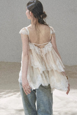 Irregular French Lace Mesh Top Set-Up