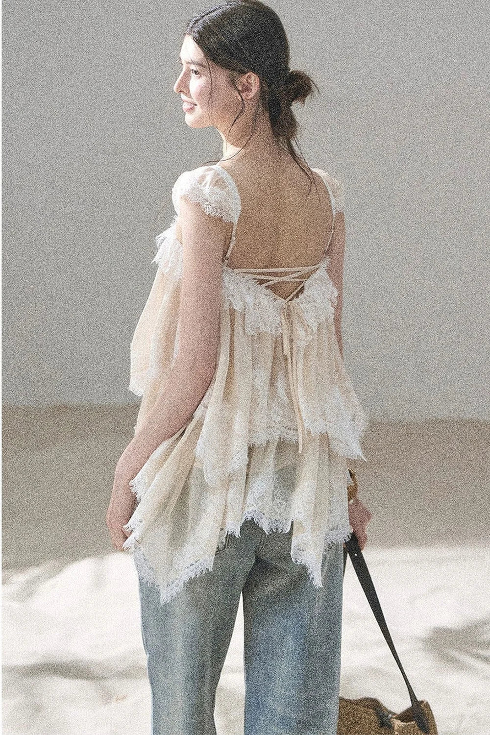 Irregular French Lace Mesh Top Set-Up