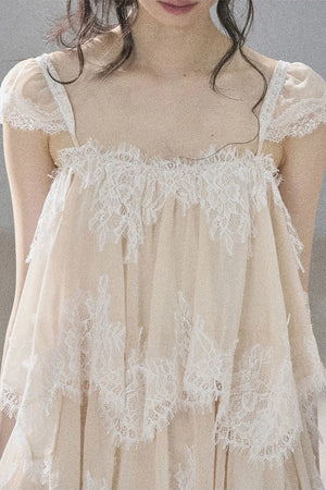 Irregular French Lace Mesh Top Set-Up