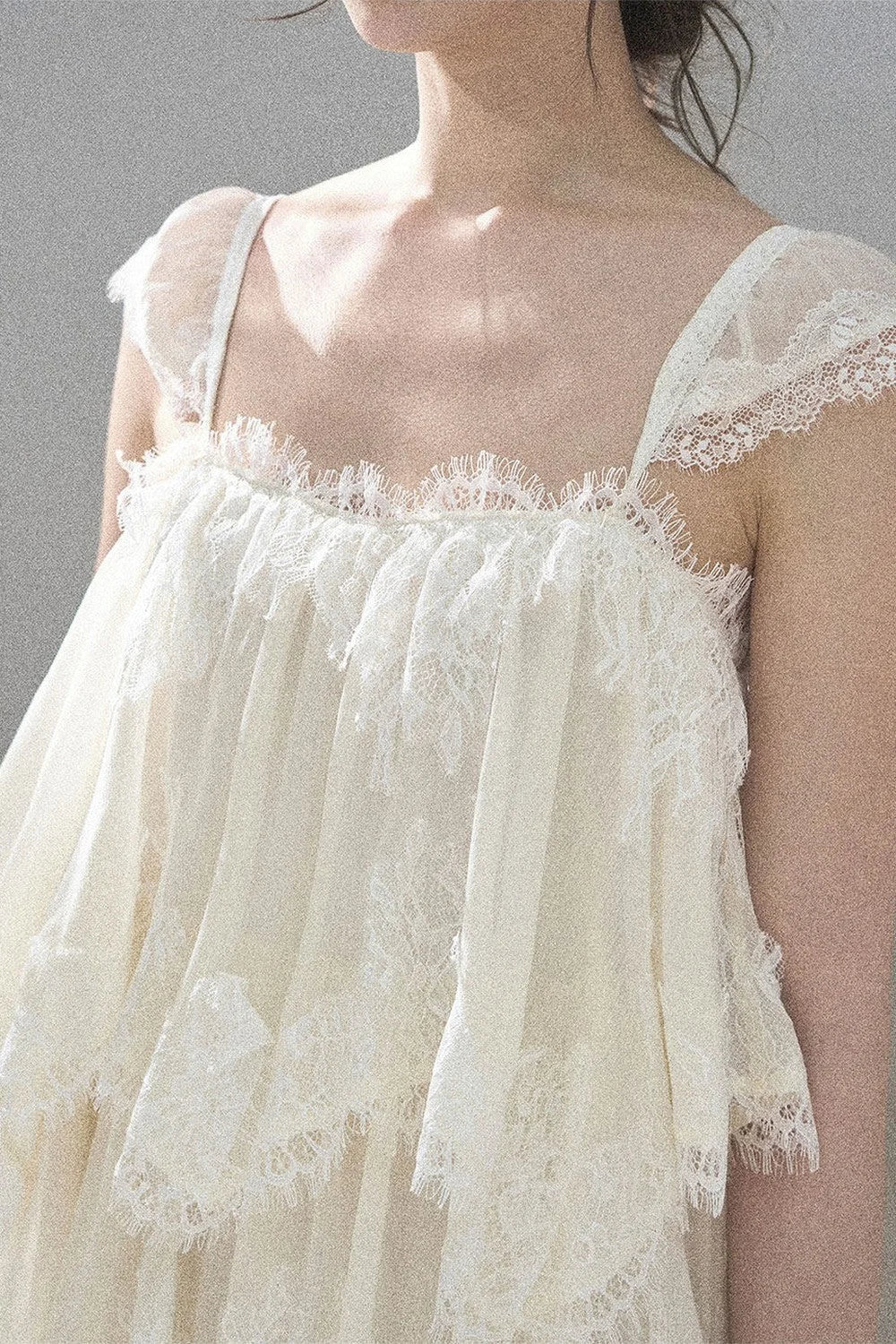 Irregular French Lace Mesh Top Set-Up