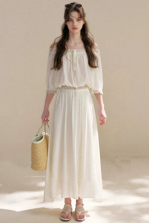 Irregular French Lace Off-Shoulder Set-Up