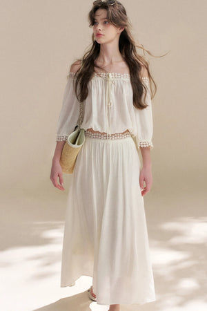 Irregular French Lace Off-Shoulder Set-Up