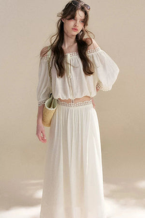 Irregular French Lace Off-Shoulder Set-Up
