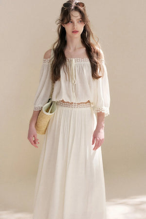 Irregular French Lace Off-Shoulder Set-Up