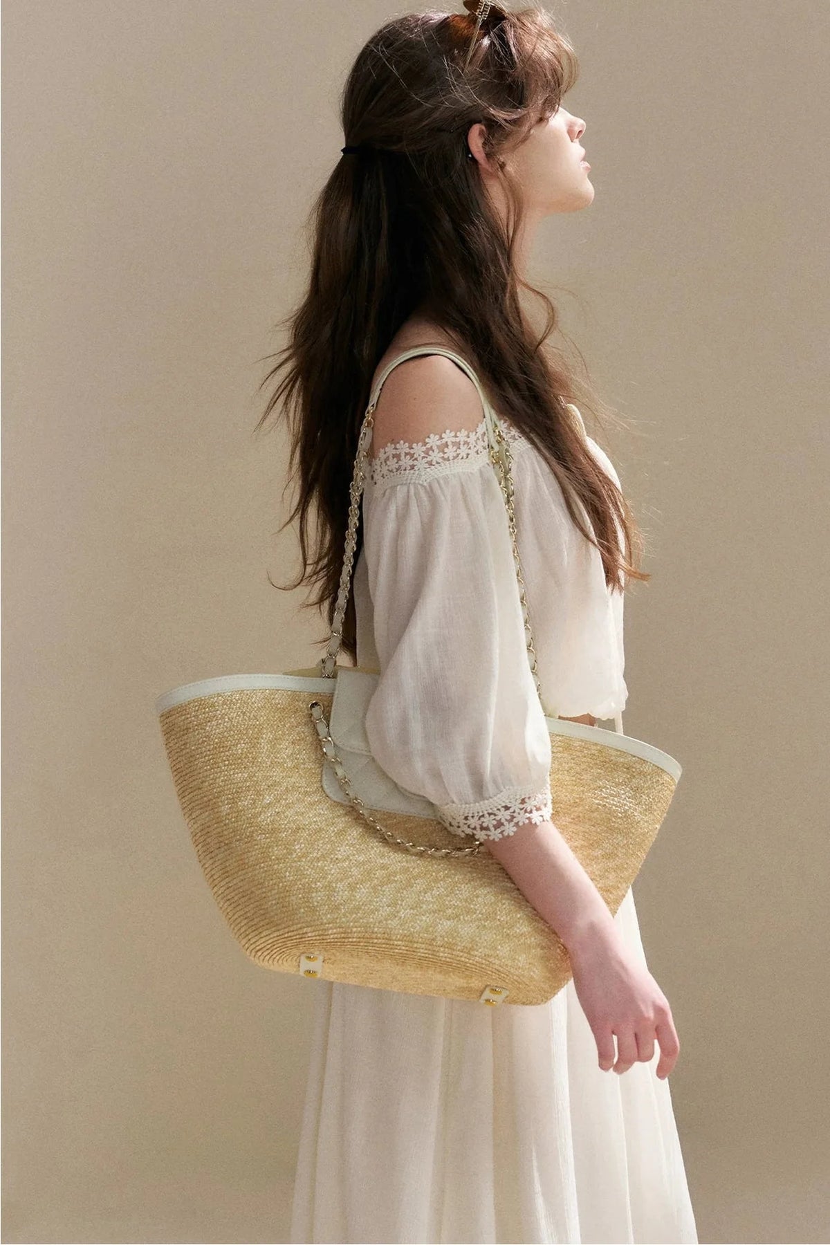Irregular French Lace Off-Shoulder Set-Up