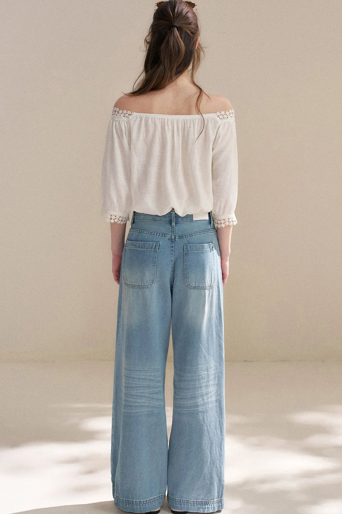 Irregular French Lace Off-Shoulder Set-Up