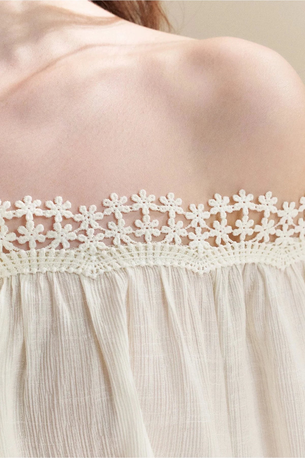 Irregular French Lace Off-Shoulder Set-Up
