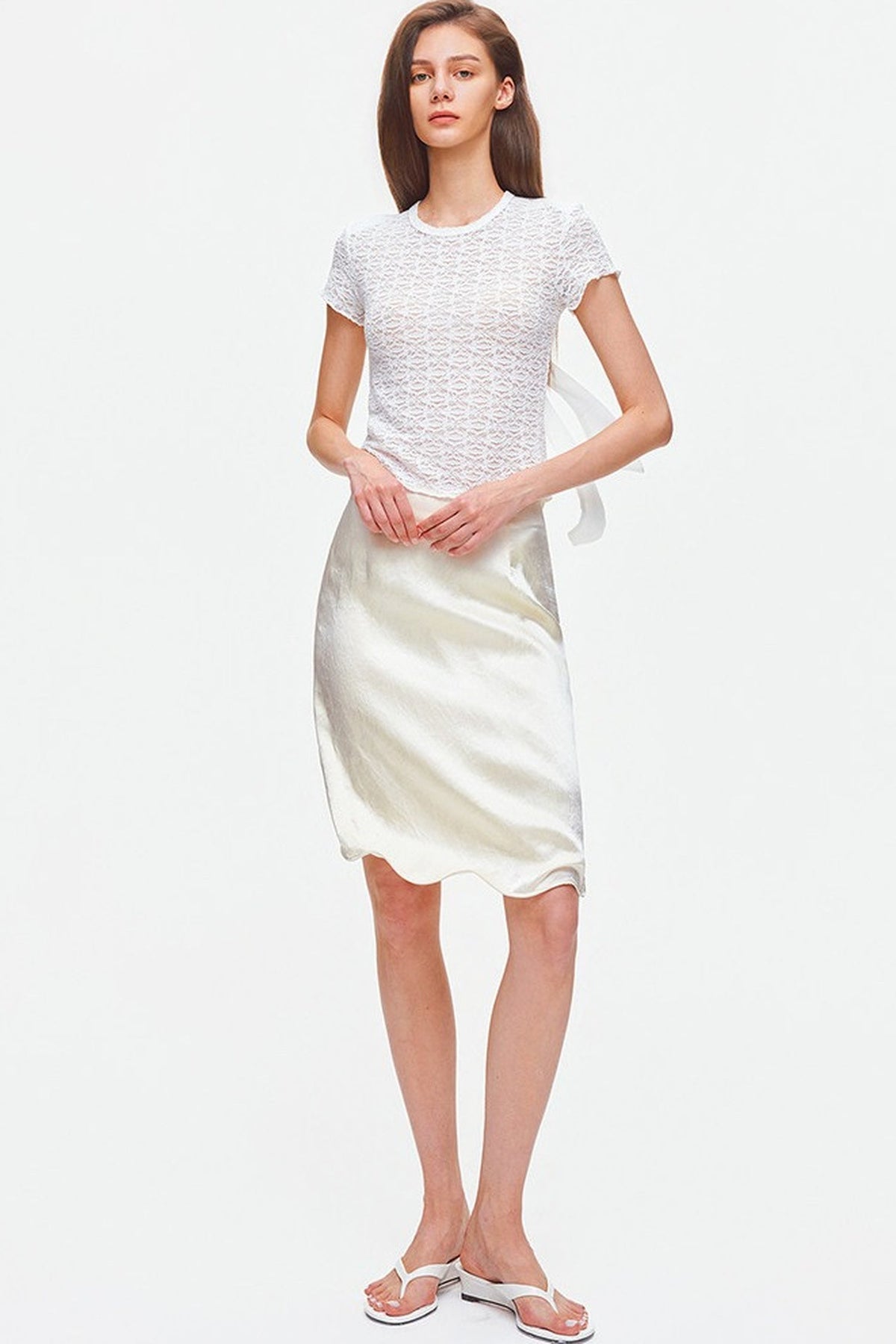 Irregular Hem Adjustable Drape Mid-Length Skirt