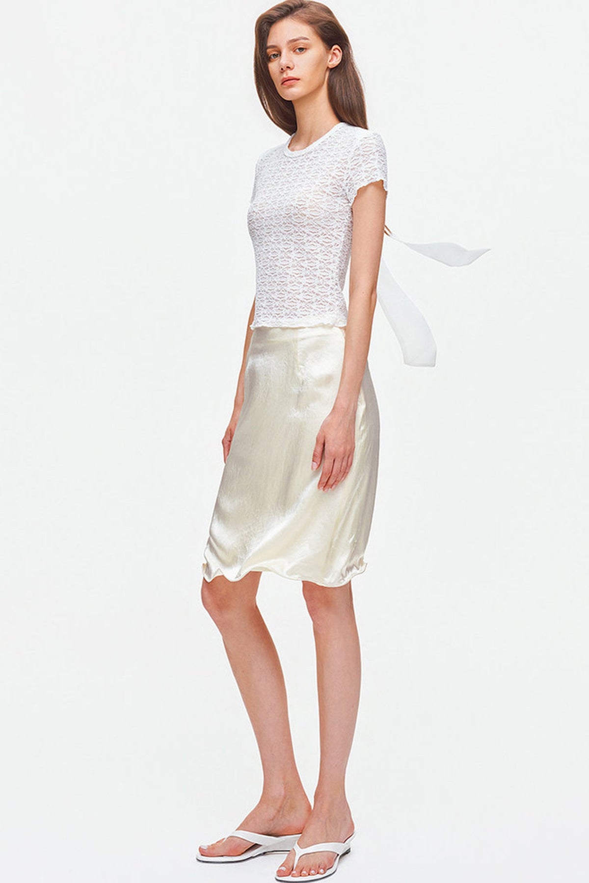 Irregular Hem Adjustable Drape Mid-Length Skirt