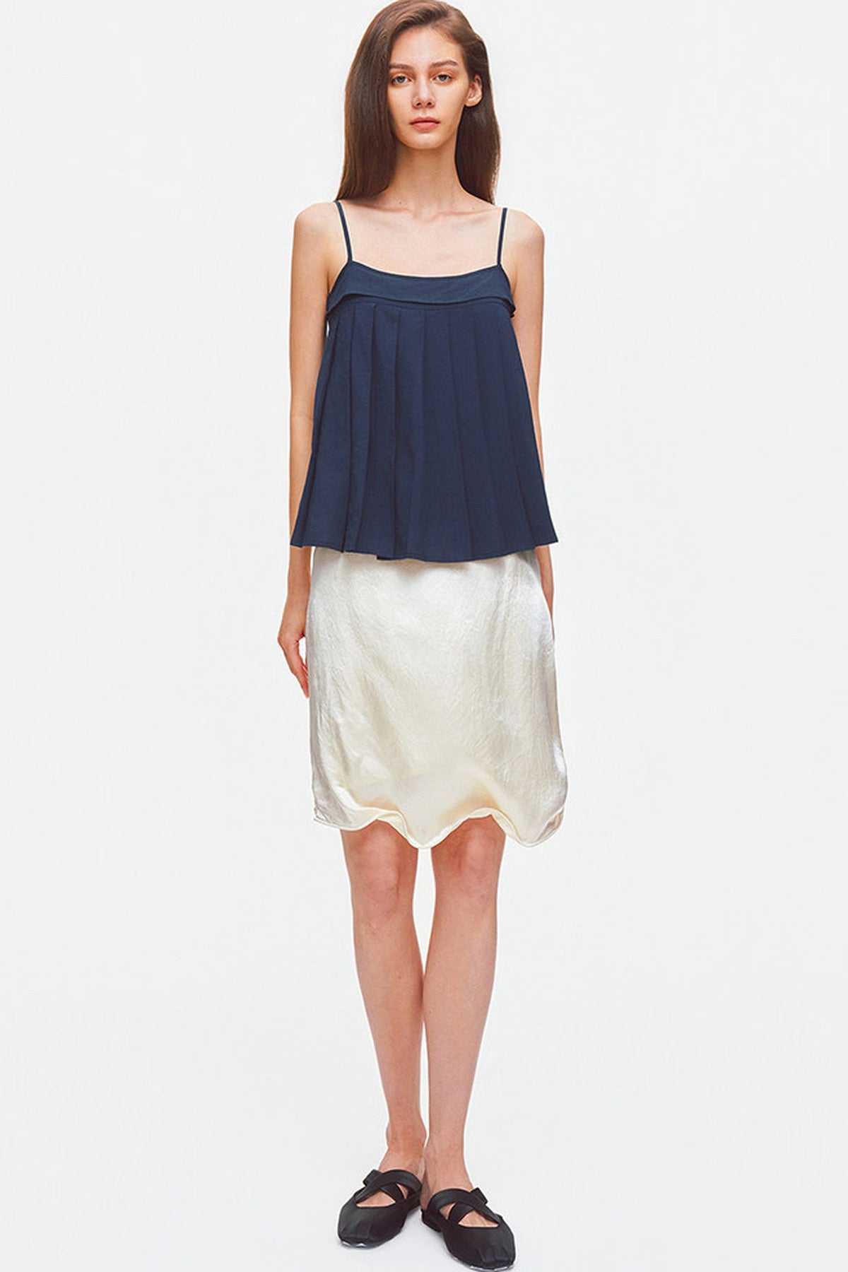 Irregular Hem Adjustable Drape Mid-Length Skirt