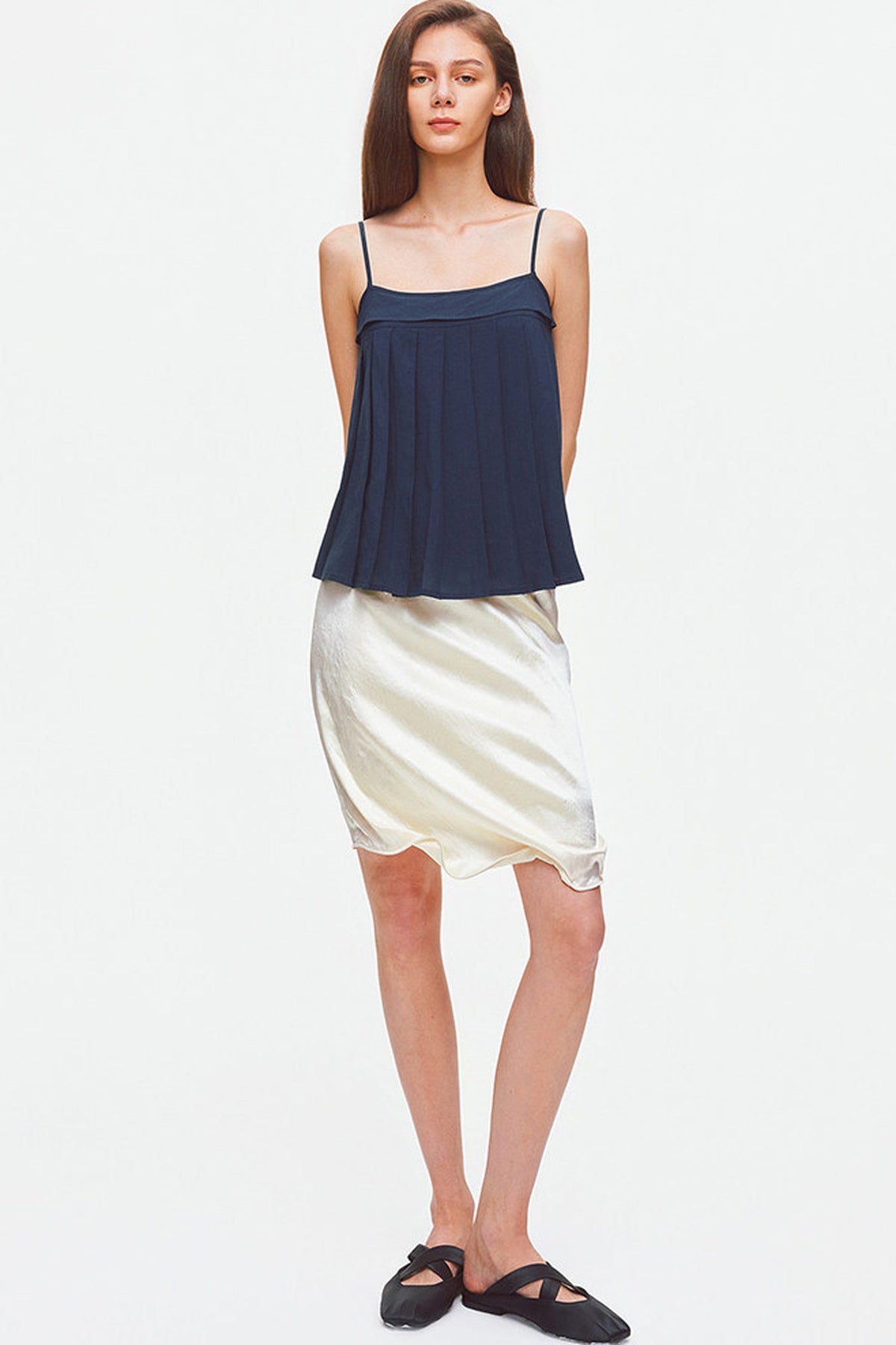 Irregular Hem Adjustable Drape Mid-Length Skirt