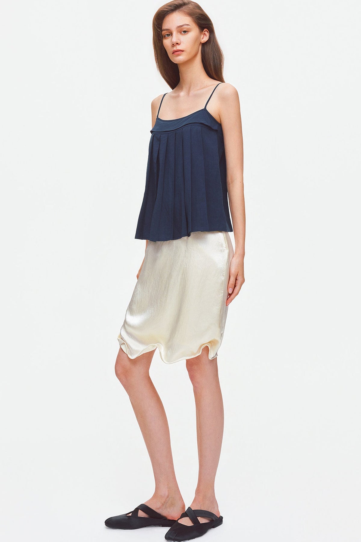 Irregular Hem Adjustable Drape Mid-Length Skirt