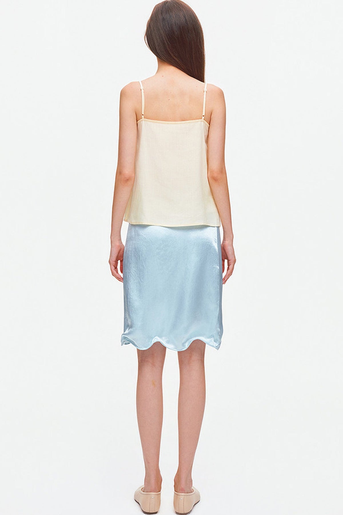 Irregular Hem Adjustable Drape Mid-Length Skirt