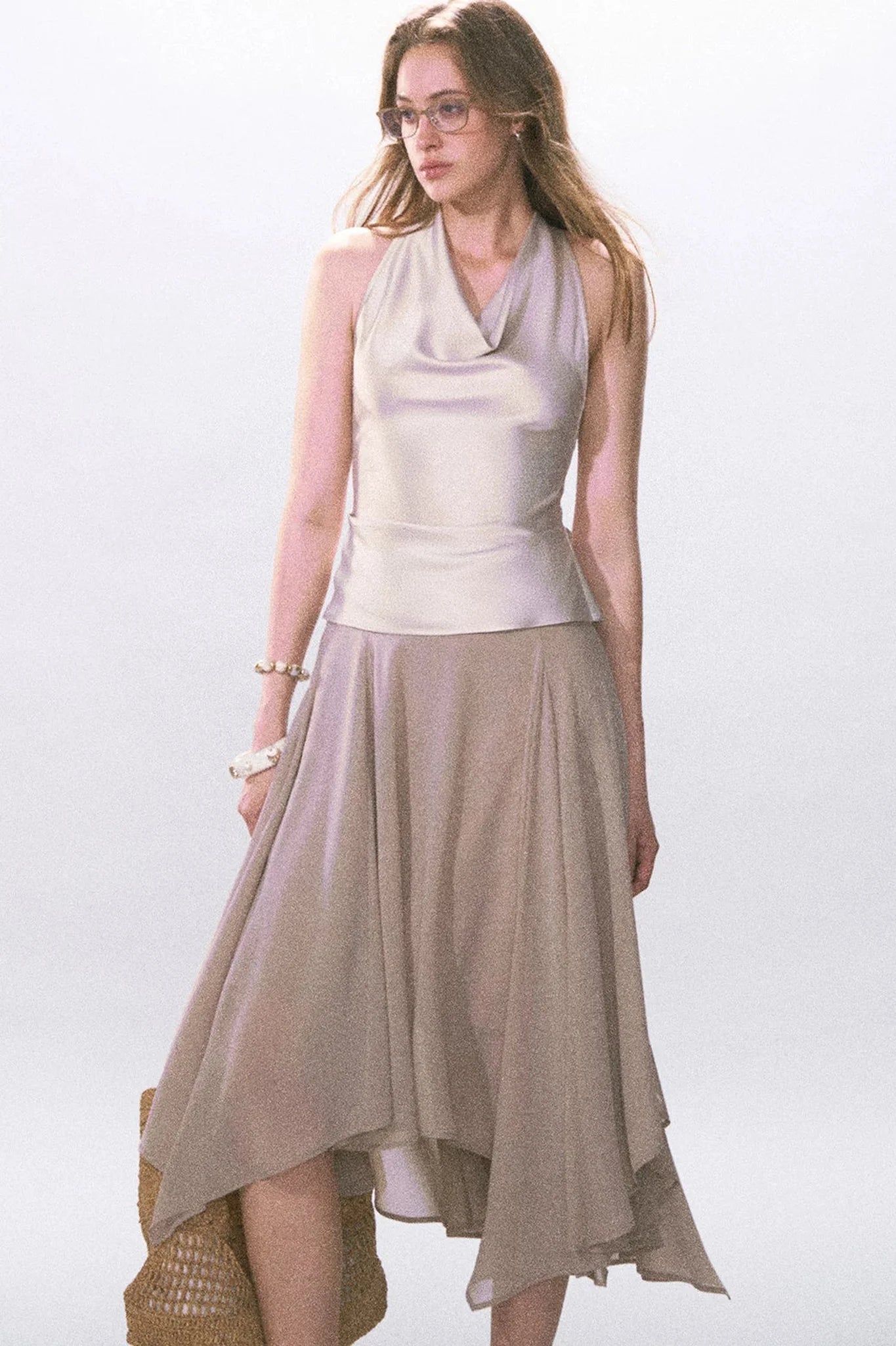 Irregular Hem Chiffon Skirt