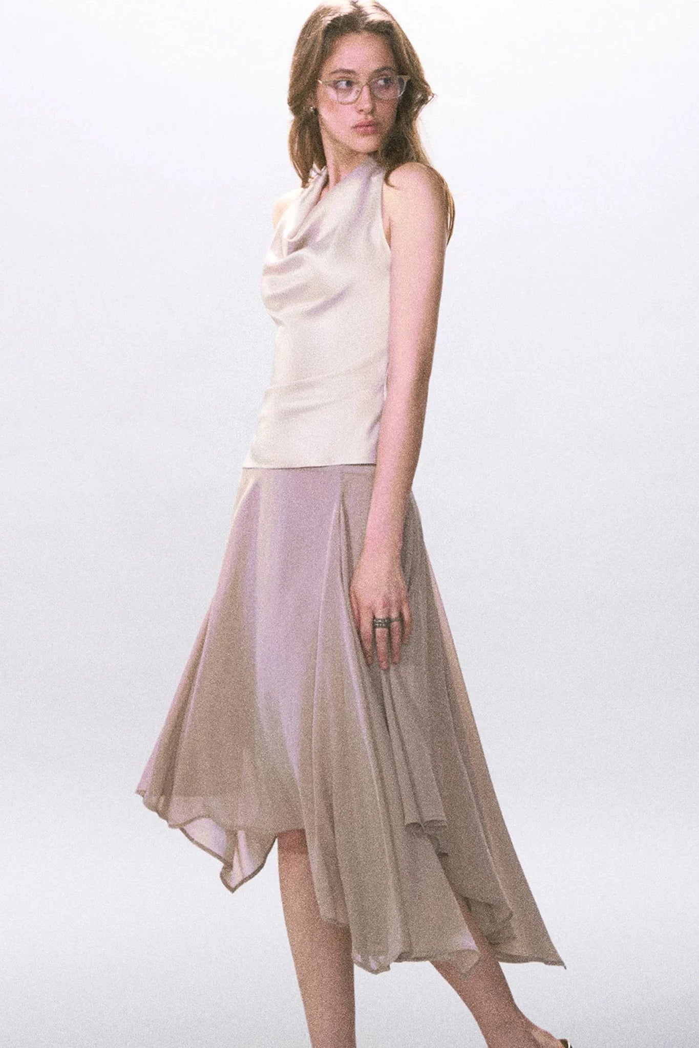 Irregular Hem Chiffon Skirt