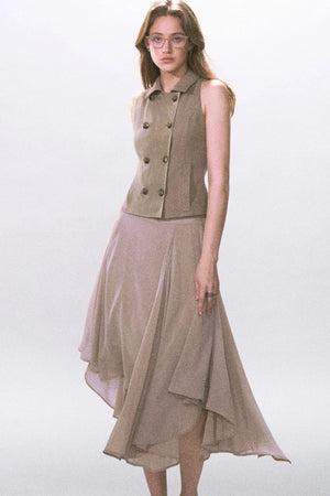 Irregular Hem Chiffon Skirt