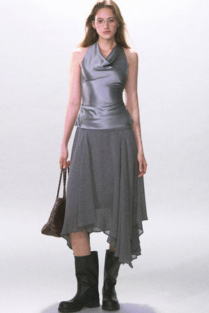 Irregular Hem Chiffon Skirt