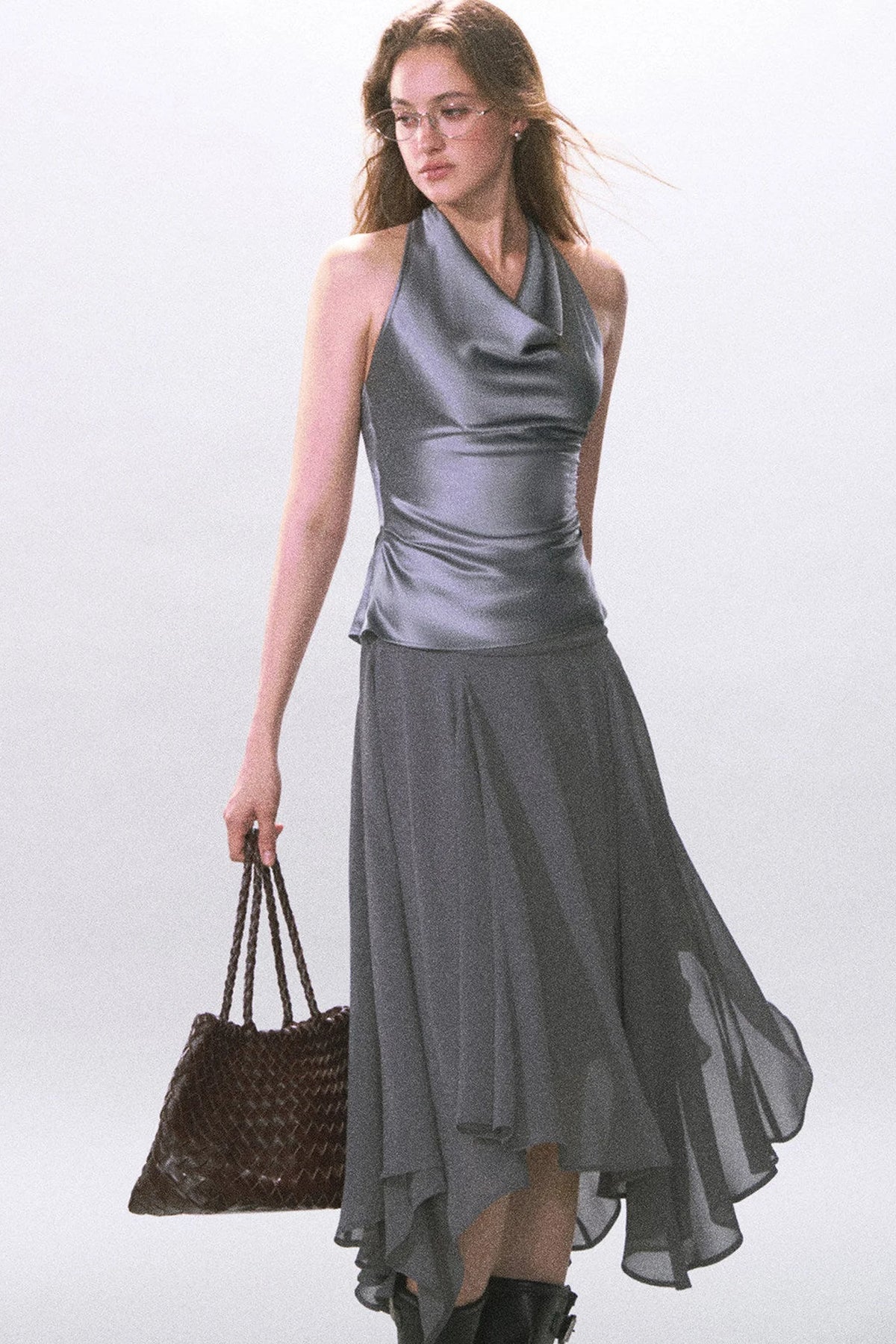 Irregular Hem Chiffon Skirt