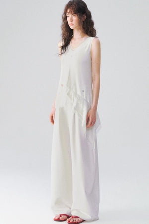 Irregular Hem Lace V-Neck Sleeveless Top