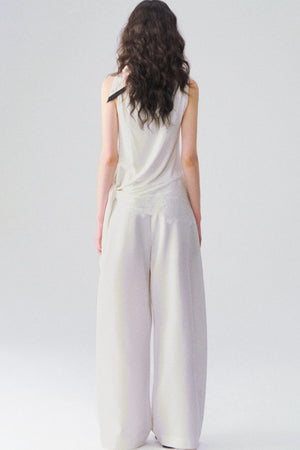 Irregular Hem Lace V-Neck Sleeveless Top