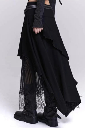 Irregular Hem Tassel Skirt