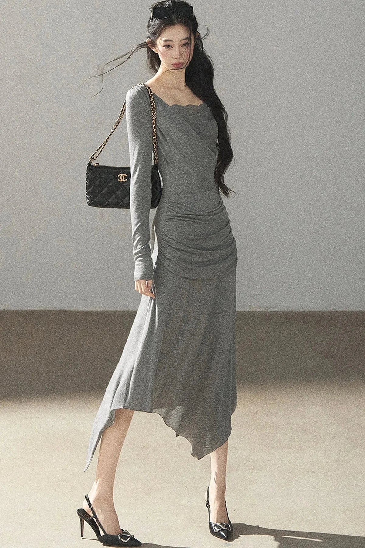 Irregular Knit Lace Dress