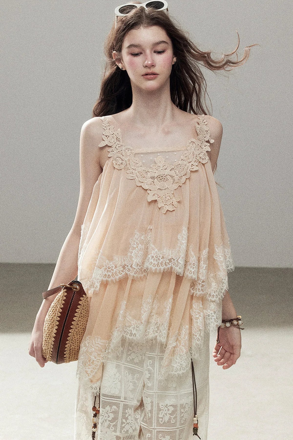 Irregular Lace Chiffon Camisole
