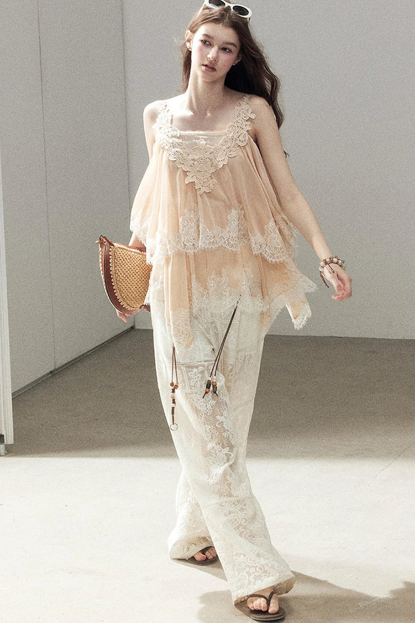 Irregular Lace Chiffon Camisole
