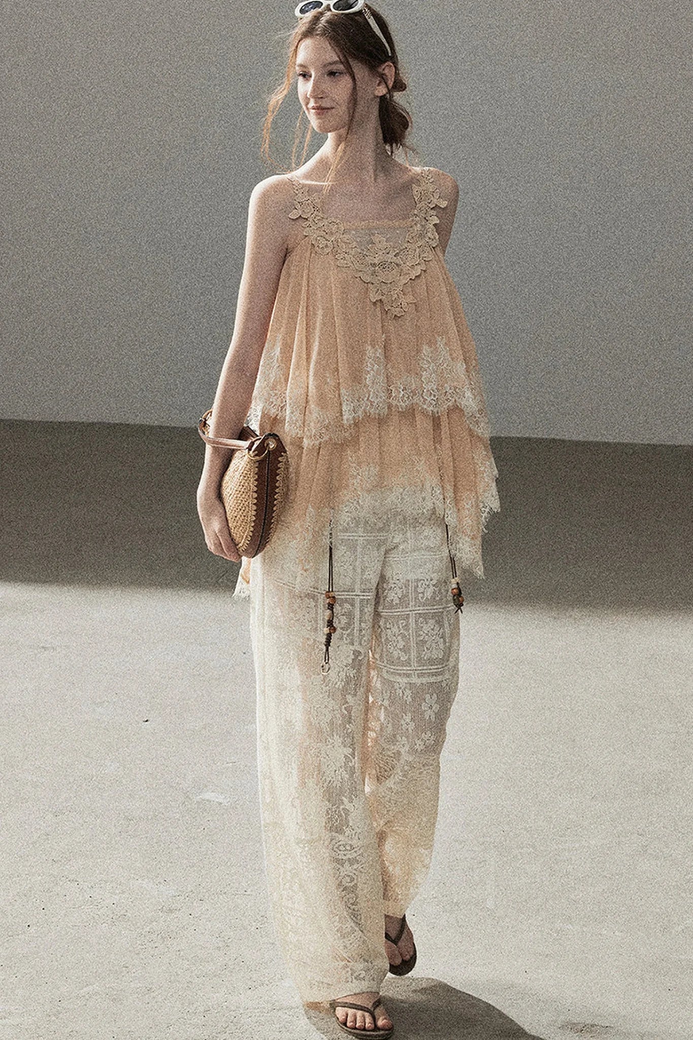 Irregular Lace Chiffon Camisole