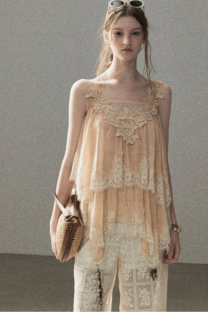 Irregular Lace Chiffon Camisole