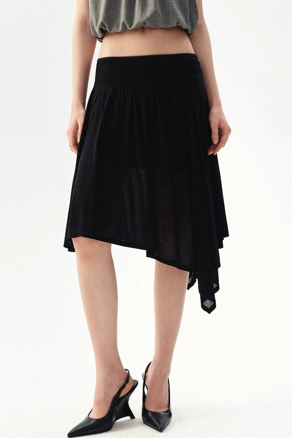 Irregular Mesh Midi Skirt